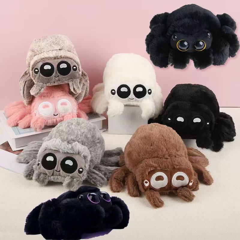 Cross-border simulation small spider doll Luca spider black and white spider doll doll Halloween decoration ornaments