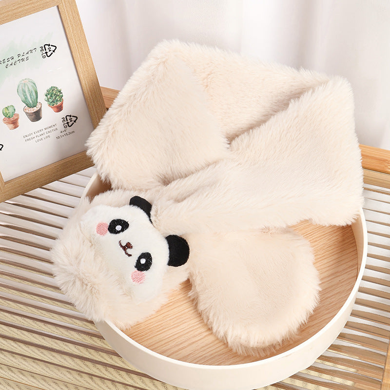 Children's Christmas Autumn and Winter Scarf Plush Warm Cute Cartoon Red New Year Festival Imitation Rabbit Fur Parent-Child Scarf