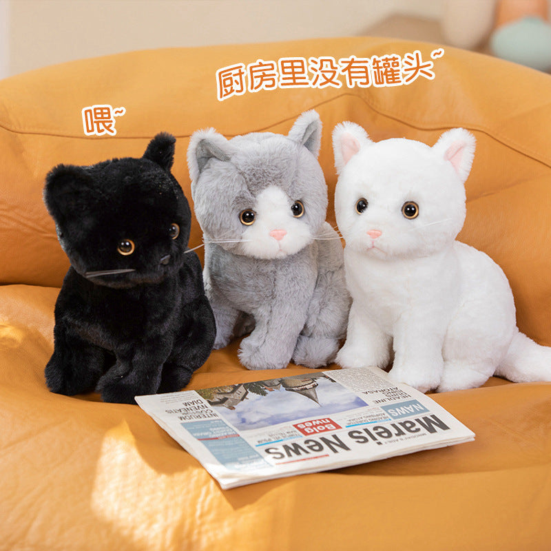 Cute Artificial Cat Doll Plush Toy Black Cat Doll White Cat Orange Cat Rag Doll Girl Birthday Gift for Kidsren