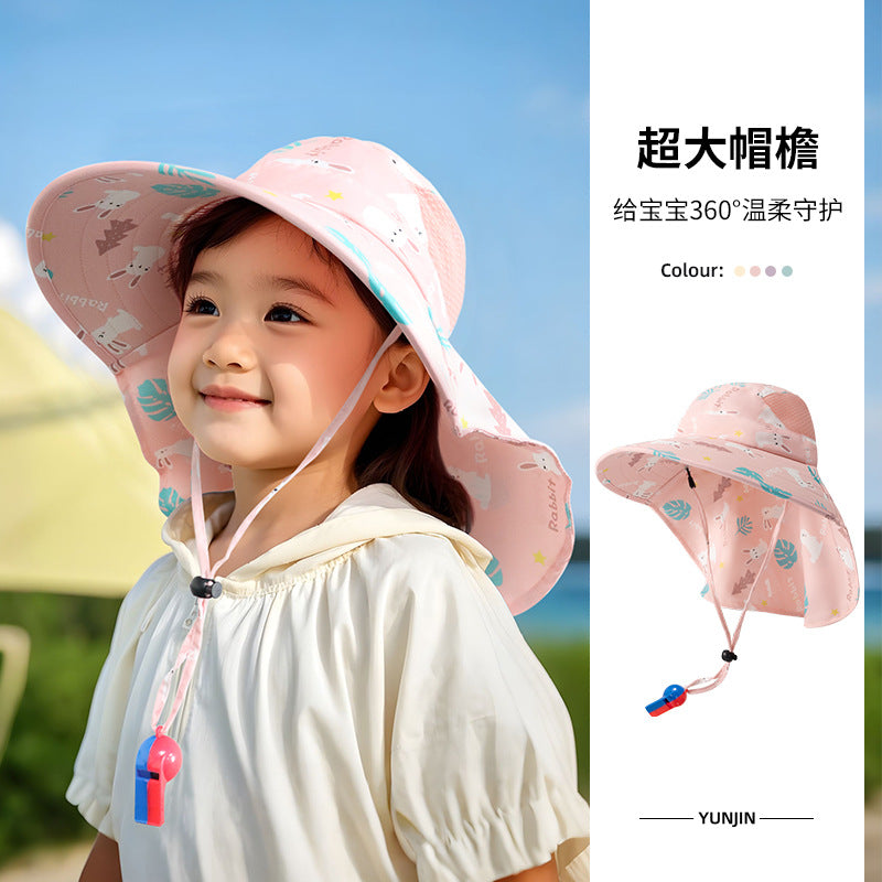 Children's Sunscreen Hat Summer Anti-UV Sun Hat for Boys Breathable Big Brim Girl's Fisherman Hat Sun Hat Thin