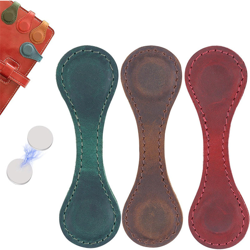 European-Style Retro Genuine Leather Magnetic Bookmarks, Creative Magnetic Planner Markers, Student Reading Page Clips, Magnetic Bookmarks