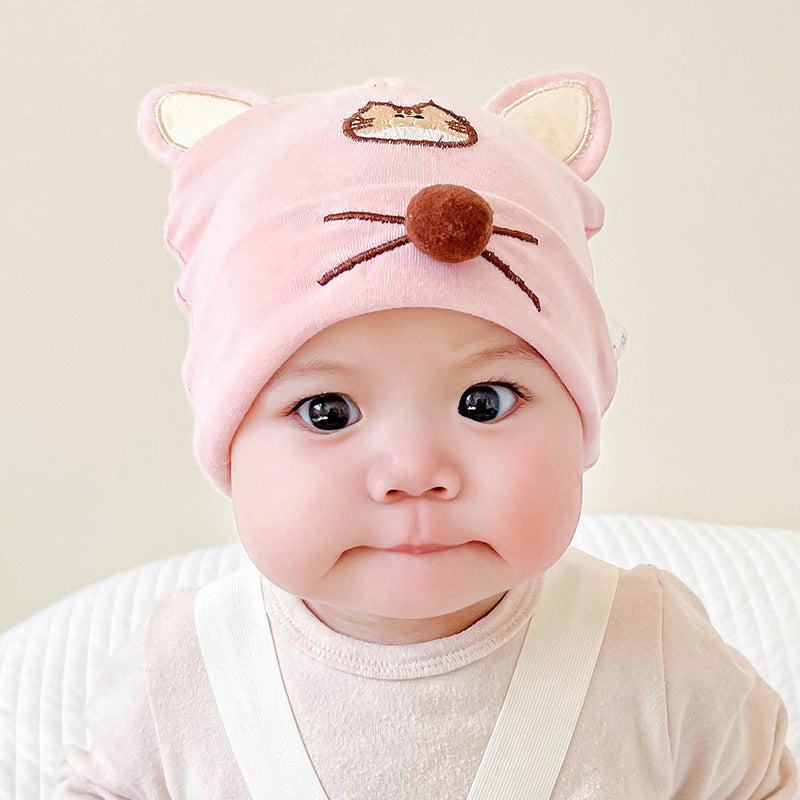 Katu Bear Infant Hat Spring & Fall 3-6-12 Months Male and Female Baby Pullover Hat Cotton 100-Day Sleeping Hat
