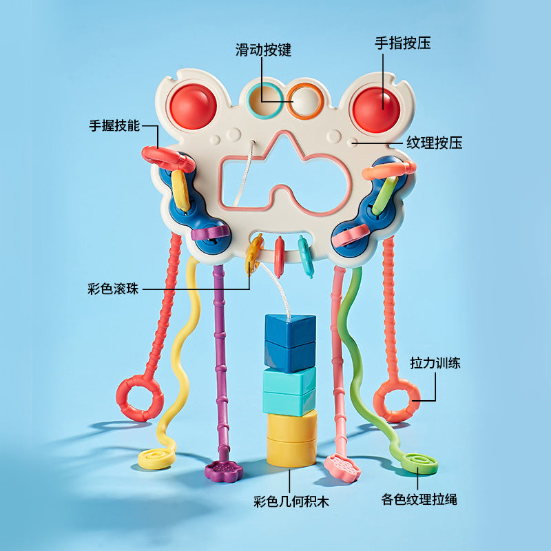 Cross-Border Baby Pull-Along Toys, Early Education Sensory Toys, Baby Can Chew Soft Rubber Flying Saucers, Sensory Training Toys