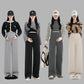 Pregnant women's pants autumn and winter new fleece-lined wide leg pants side drawstring before and after pregnancy can wear pants