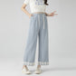 2025 Pregnant Women's Imitation Denim Tencel Lace Casual Dipper High-grade Nine-point Wide-leg Pants
