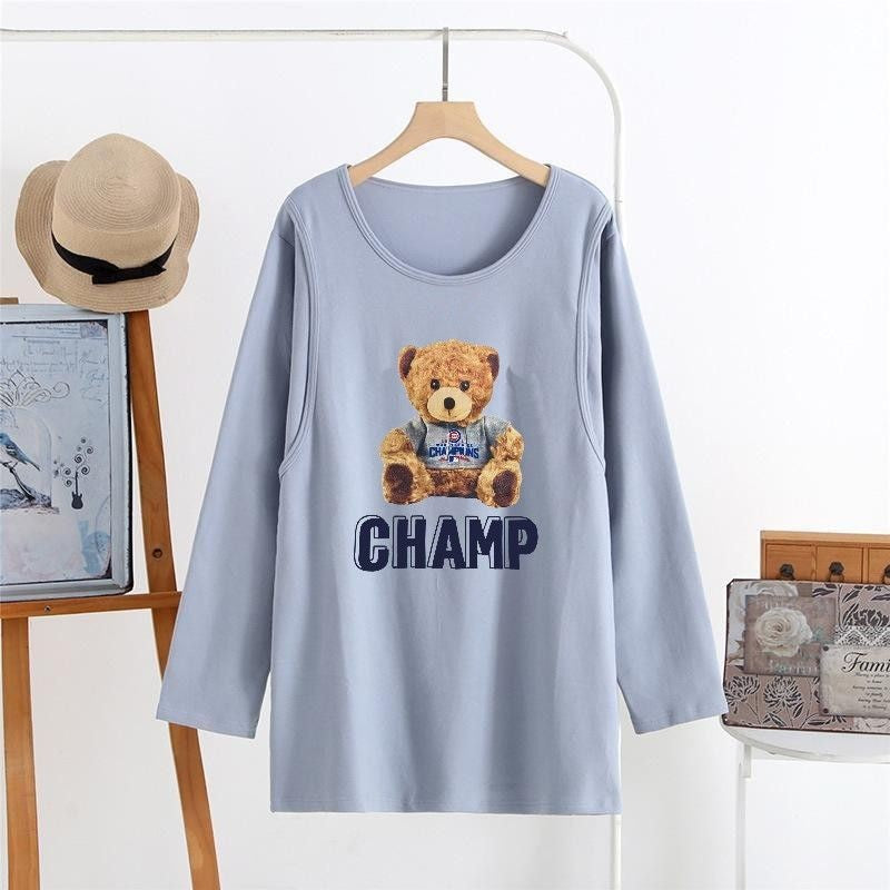 Pregnant Women's Postpartum Breastfeeding Jacket Outer Wear Moon Clothes Long Sleeve Thin T-Shirt Hot Mom's Spring and Autumn Clothes for Breastfeeding Period