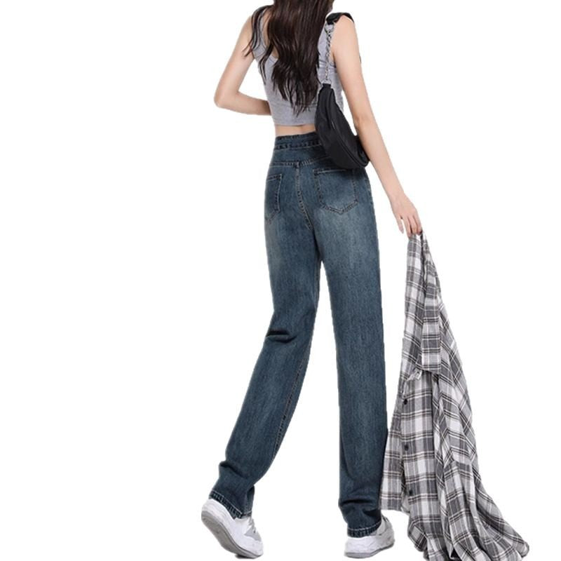2025 Spring New All-match Pregnant Women Jeans Spring Loose Straight Outer Wide-leg Trousers Pregnant Women's Spring Wear
