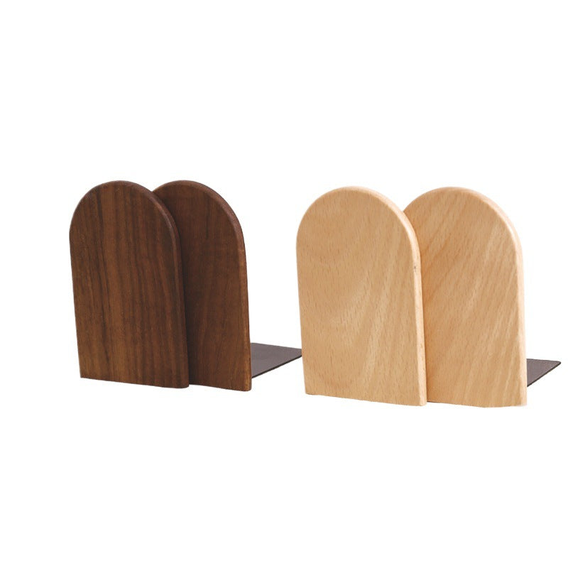 Japanese Style Simple Wooden Book Stand Creative Black Walnut Wood Thickened Bookshelf Bookend Student's Solid Wood Bookend Logo