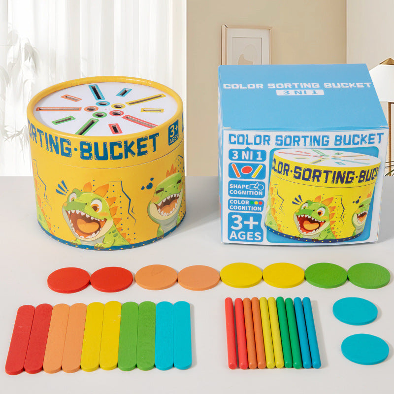 Cross-Border Montessori Early Education Cpc Color Classification Bucket Coin Box Ce Kidsren's Cognitive Matching Teaching Kindergarten Toys