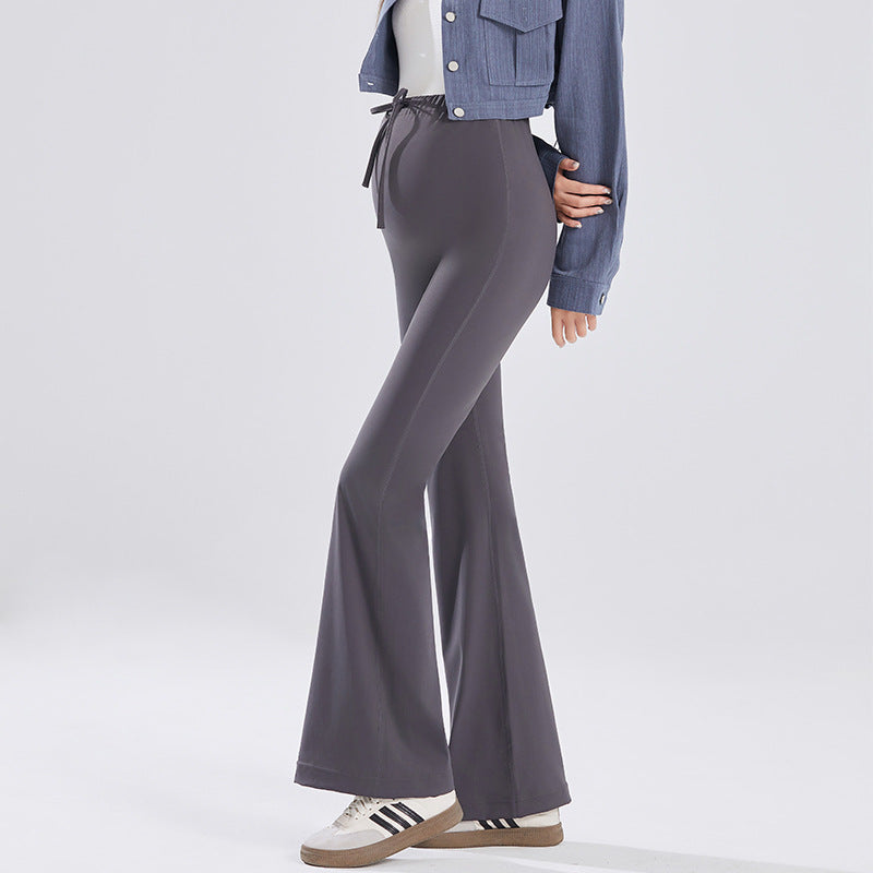 Pregnant Women's Pants Spring and Autumn Outer Wear Fashionable Slim-fit Autumn Shark Skin Flared Pants Drawstring Belly Yoga Pants Autumn Wear