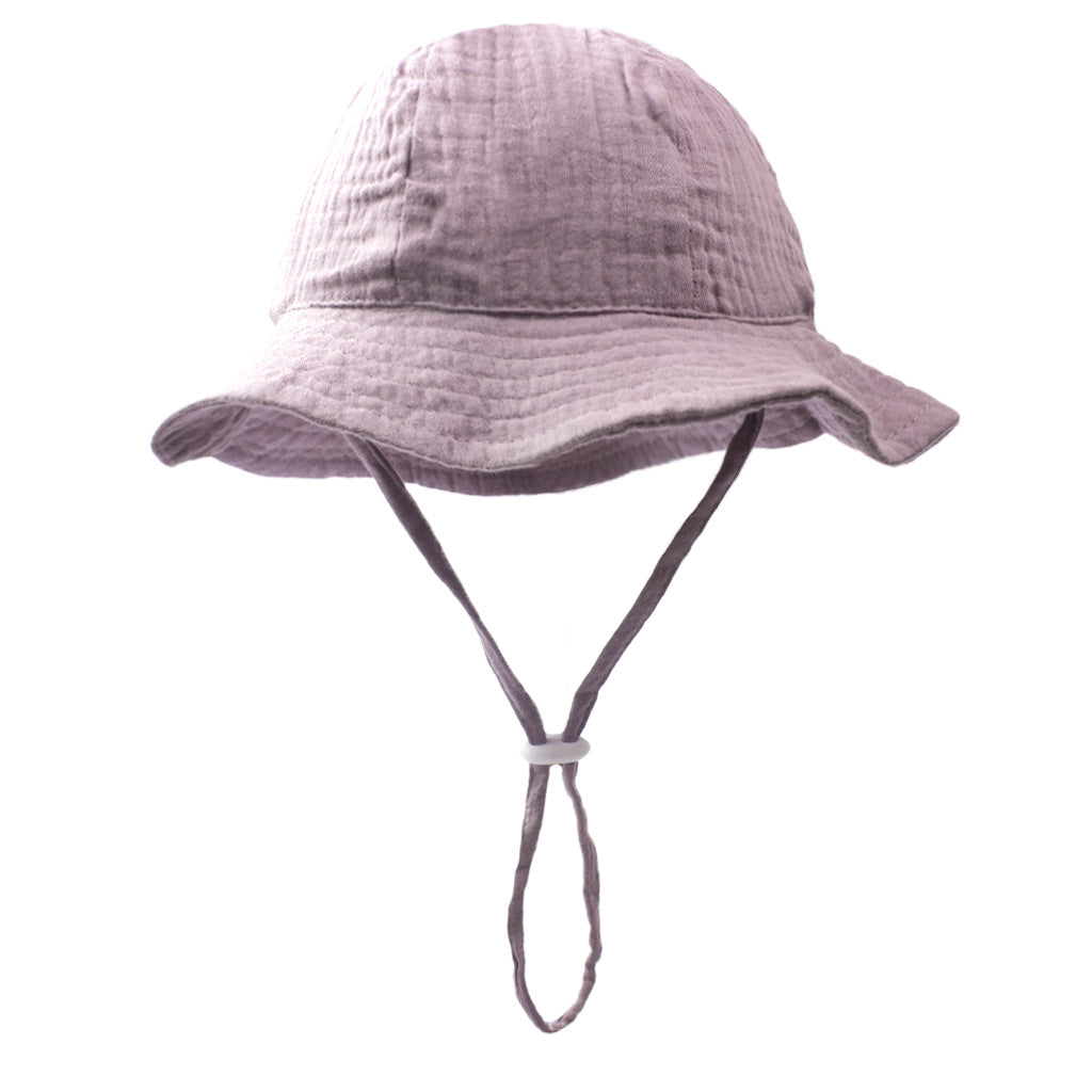 Ins Baby Pure Cotton Basin Hat European and American Anti-Sun Breathable Baby Fisherman Hat Pure Color Kidsren's Sun Hat Breathable Sun Protection