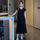 Maternity dress Summer Wear Slimming Elegant V-neck Skirt Summer 2025 New Short-sleeved Long Skirt