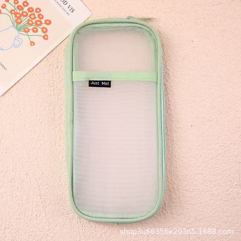 New Mesh Student Pencil Bag Transparent Simple Large-Capacity Stationery Bag Exam-Specific Student Pencil Bag Stationery Box