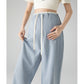 Spring and Summer Pregnant Women's Drawstring Ice Silk Wide Leg Pants Pregnant Women's Summer Thin Texture Sense Dipping Yamamoto Pants Casual Small