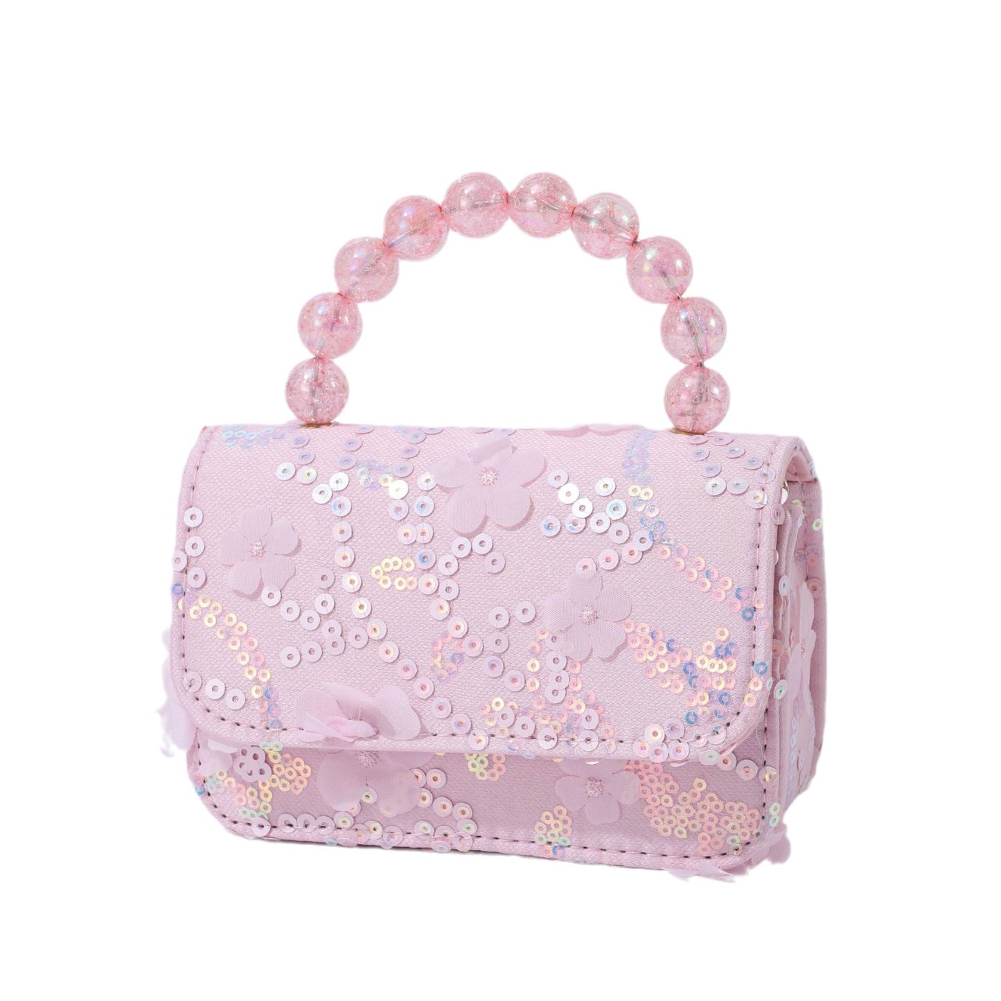 2024 new elegant princess style bag girl trend small square bag pearl portable high value sequin bag wholesale