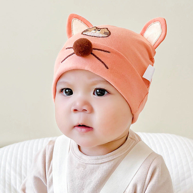 Katu Bear Infant Hat Spring & Fall 3-6-12 Months Male and Female Baby Pullover Hat Cotton 100-Day Sleeping Hat