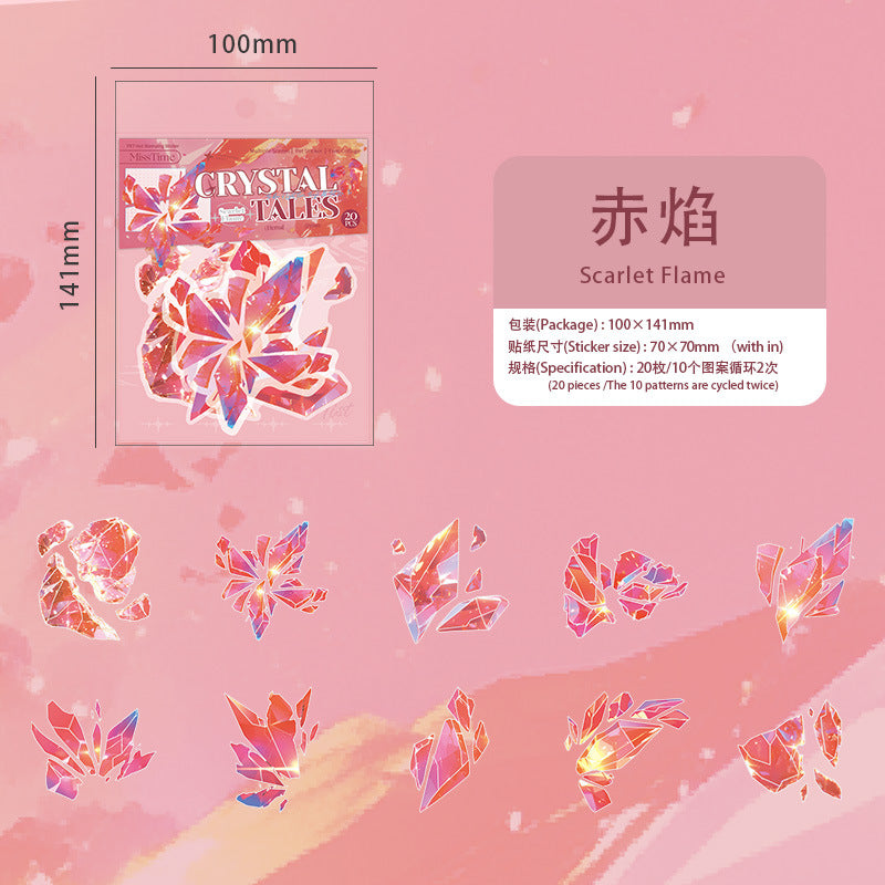 Pet Sticker Pack Crystal Story Series Crystal Ore Silver Hot Stamping Die-Cut Journal Decoration Stickers Cross-Border