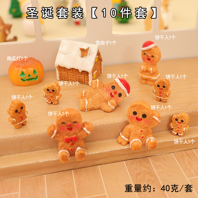Dollhouse Doll House Snowman Christmas Tree Ginger Biscuit Man Decoration Scene Ornaments Model Christmas Wreath