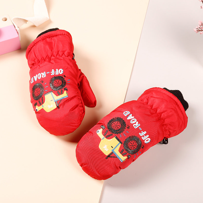3-10 children's ski gloves outdoor riding gloves winter warm waterproof children's gloves play snow not wet hands