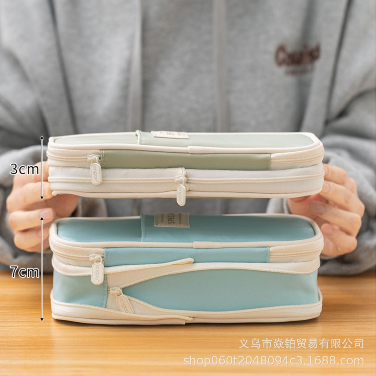 Solid Color Large-Capacity Pencil Bag for Men and Women Multi-Layer Junior High School and High School Simple Primary School Pencil Bag Stationery Box High-Value Wholesale