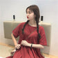 Maternity dress 2025 Summer Korean Loose plus size Slimming Sweet Short Sleeve Retro Long A- line Dress