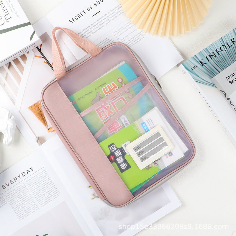 Factory Spot L-Shaped File Bag, Transparent File Bag, Handbag, Student Tutoring Bag, Test Paper Homework Bag, Study Bag