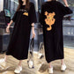 Pregnant Women's Short-sleeved Cartoon T-shirt Skirt Summer Women's Korean-style plus size Loose Long Over-the-knee Pregnant Women's dress