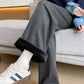 Pregnant women's pants 2024 new pregnant women's pants autumn and winter fleece-lined small pregnancy wide leg pants drawstring straight tube pants