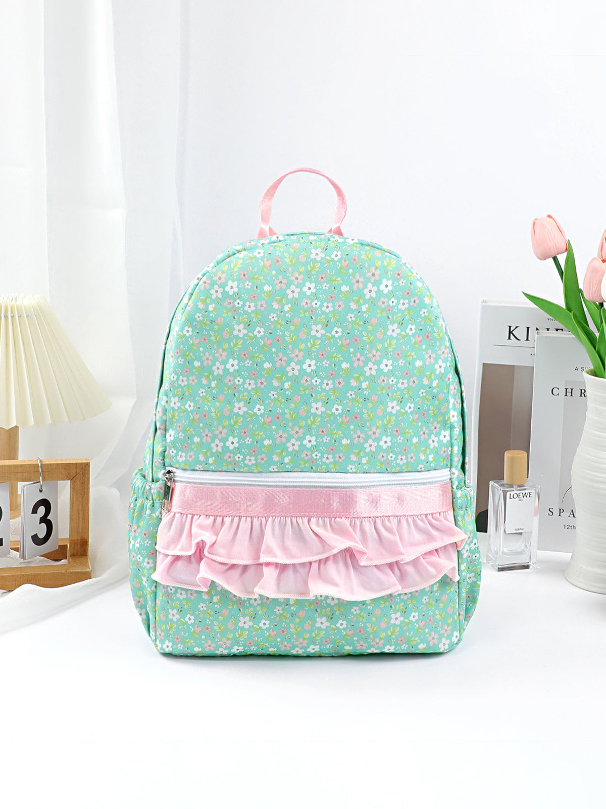 New Cross-Border Casual Backpack, Two-Layer Lace, Small Floral, Cute and Versatile School Bag, Multi-Functional and Simple for Going Out