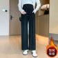 Pregnant Women's Pants Cropped Pants Sticky Rice Pants Autumn and Winter fleece-lined Thickened Loose All-match Wide-leg Pants Sagging Slimming Granny Pants