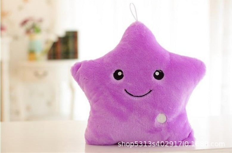 Colorful luminous pillow cute five-pointed plush toy doll wholesale