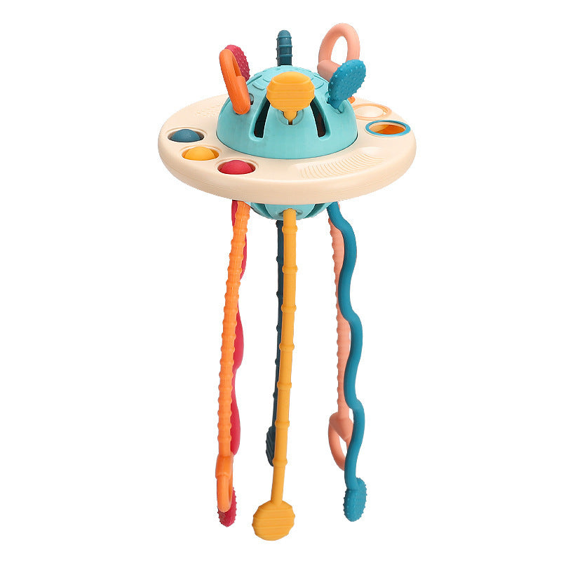 Cross-Border Baby Pull-Along Toys, Early Education Sensory Toys, Baby Can Chew Soft Rubber Flying Saucers, Sensory Training Toys