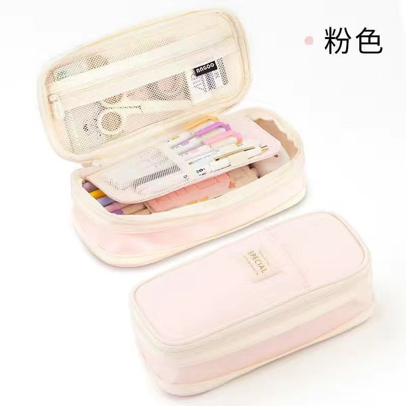 Casual Pencil Case, Large-Capacity Stationery Box, Good-Looking High School Student Ins-Style Student Stationery Bag, Stain-Resistant Primary School Pencil Case