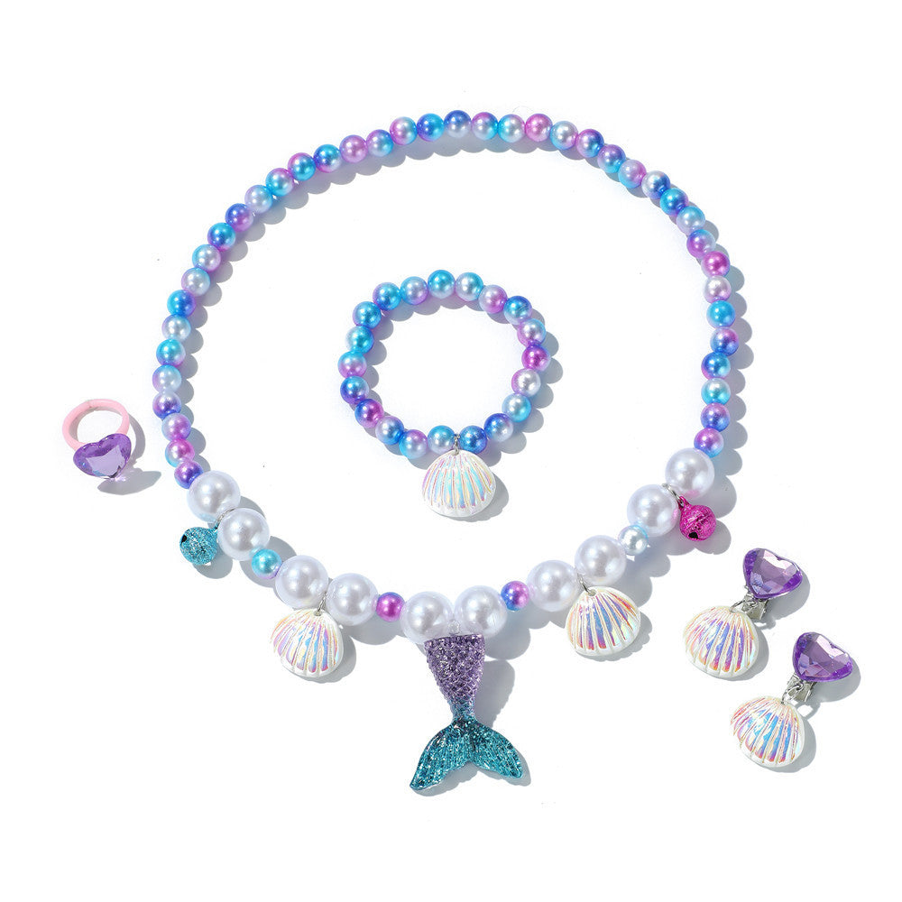 mermaid necklace diy pearl non-allergic beaded suit children cute mermaid princess necklace jewelry