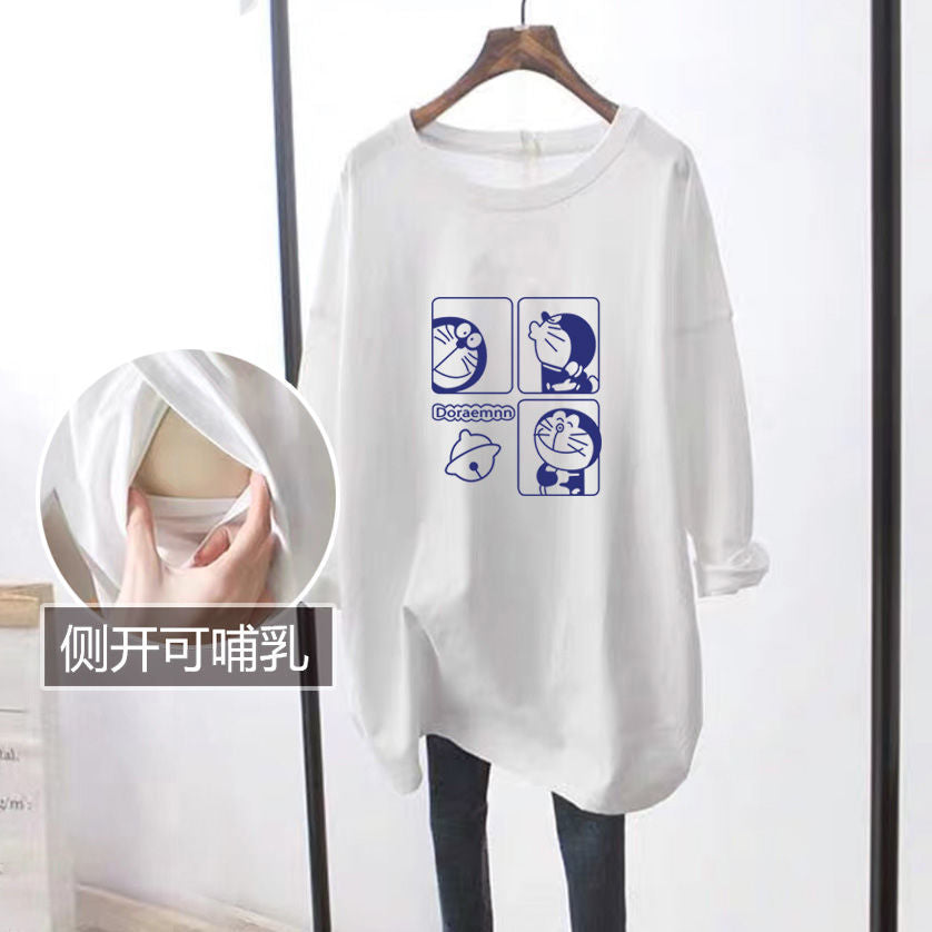 Breastfeeding Clothes Spring and Autumn Long Sleeve Top T-Shirt Breastfeeding Clothes Going Out Hot Mom Pregnant Women Breastfeeding Clothes