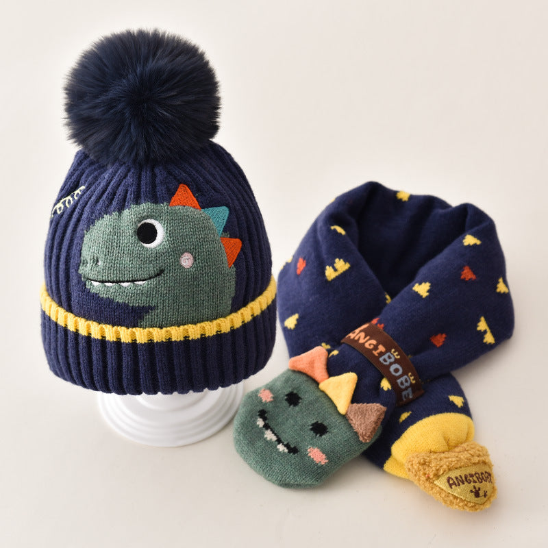 Children's Hat Boy's Winter Baby's Wool Hat Ear Protection Boy's Scarf suit Girl's Baby Toddler Autumn and Winter