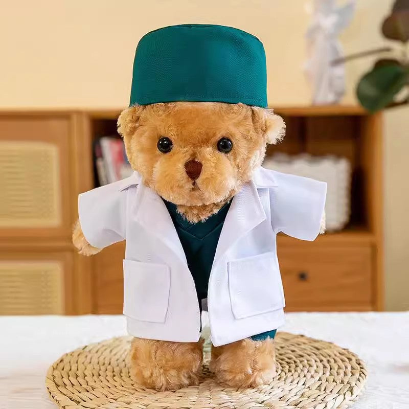 Nurse Uniform Doctor College Student Teddy Bear Doll Plush Toy Graduation Gift Logo
