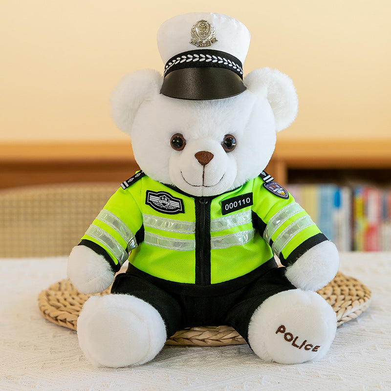 Police Bear Doll Traffic Police Bear Doll Uniform Fire Suit Teddy Bear Plush Toy Internet Red Bear Doll