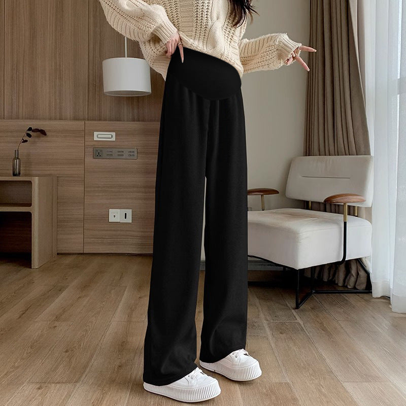 In stock multi-color optional autumn and winter New fleece-lined pregnant women's pants casual Internet celebrity towel pants fashionable drop-down mop pants