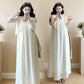 Maternity summer dress 2025 new pregnant mother wear plus size suspenders skirt suit fashion fashion