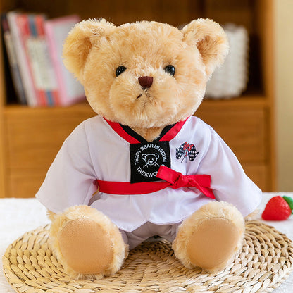 Taekwondo bear doll plush toy teddy bear doll doll martial arts hall activity gift can add LOGO