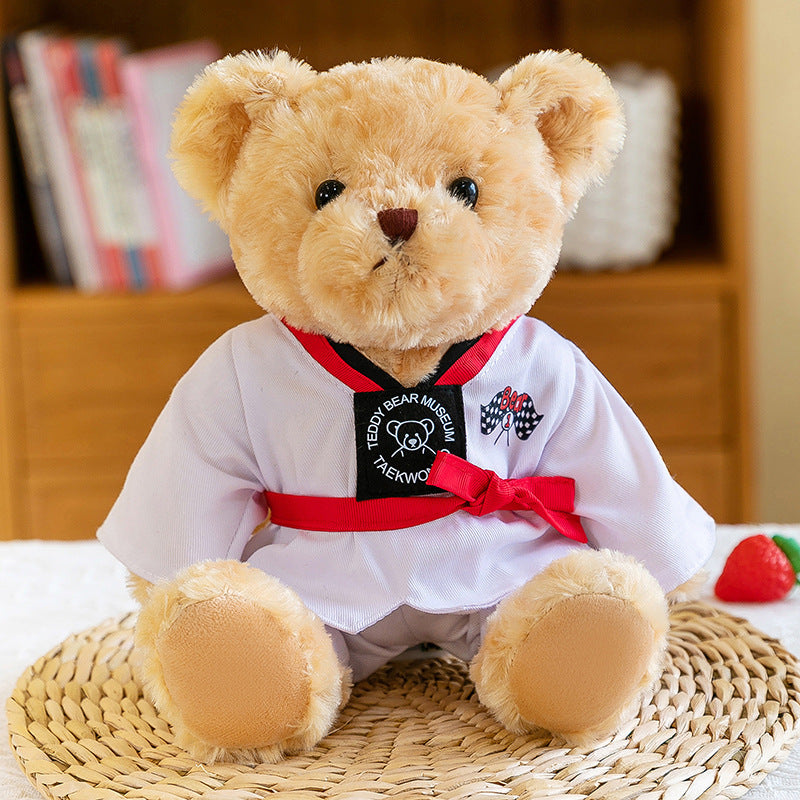 Taekwondo bear doll plush toy teddy bear doll doll martial arts hall activity gift can add LOGO