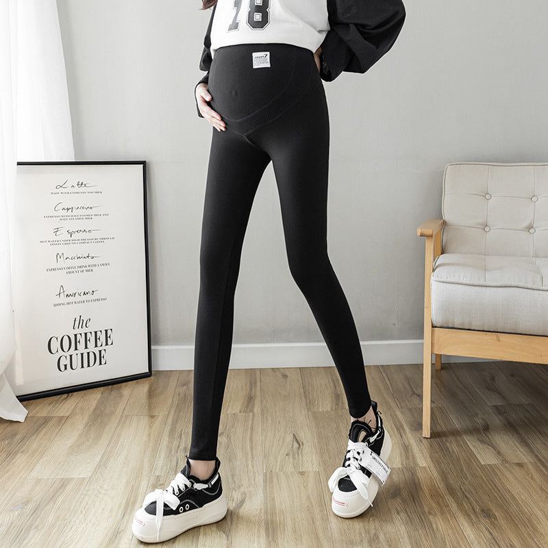 Pregnant Women's Leggings Spring and Autumn Outer Wearing Cotton plus size Autumn Pants fleece-lined Belly-supporting 150.00kg Pregnant Women's Nine-point Pants