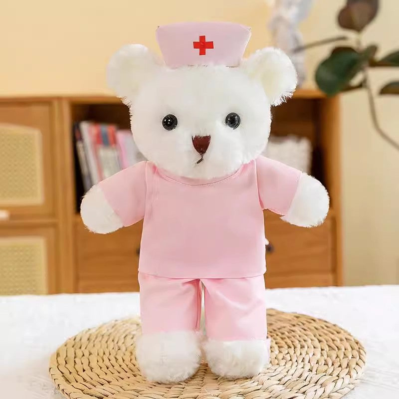 Nurse Uniform Doctor College Student Teddy Bear Doll Plush Toy Graduation Gift Logo