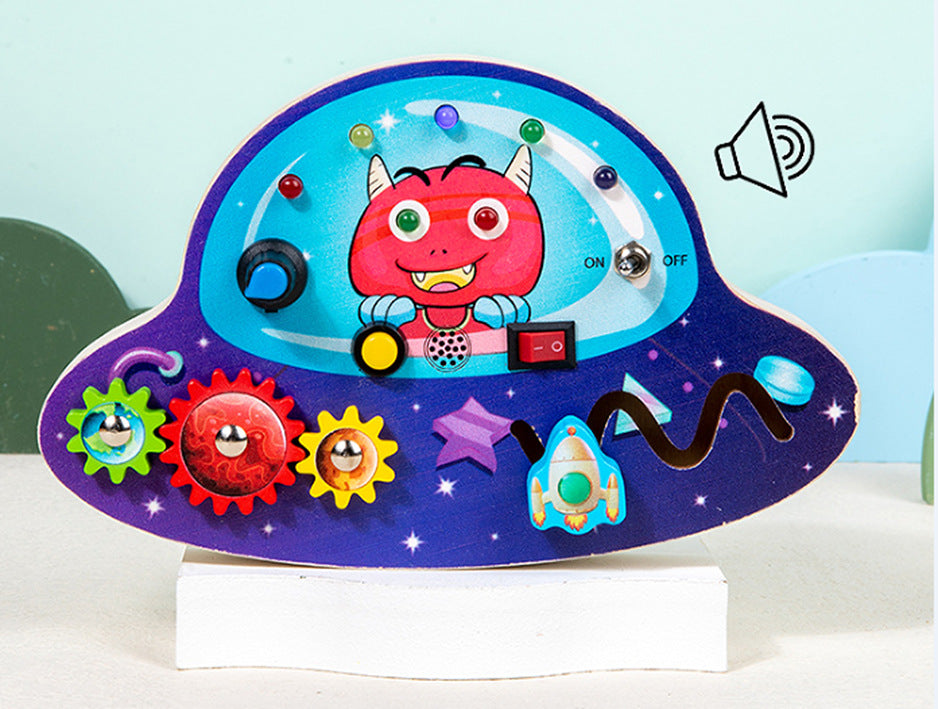 Children's Montessori Early Education Simulation Driving Steering Wheel Digital Switch Light Sound Busy Board Science and Education Aids Educational Toys