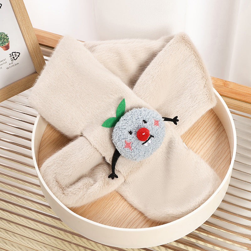Children's Christmas Autumn and Winter Scarf Plush Warm Cute Cartoon Red New Year Festival Imitation Rabbit Fur Parent-Child Scarf
