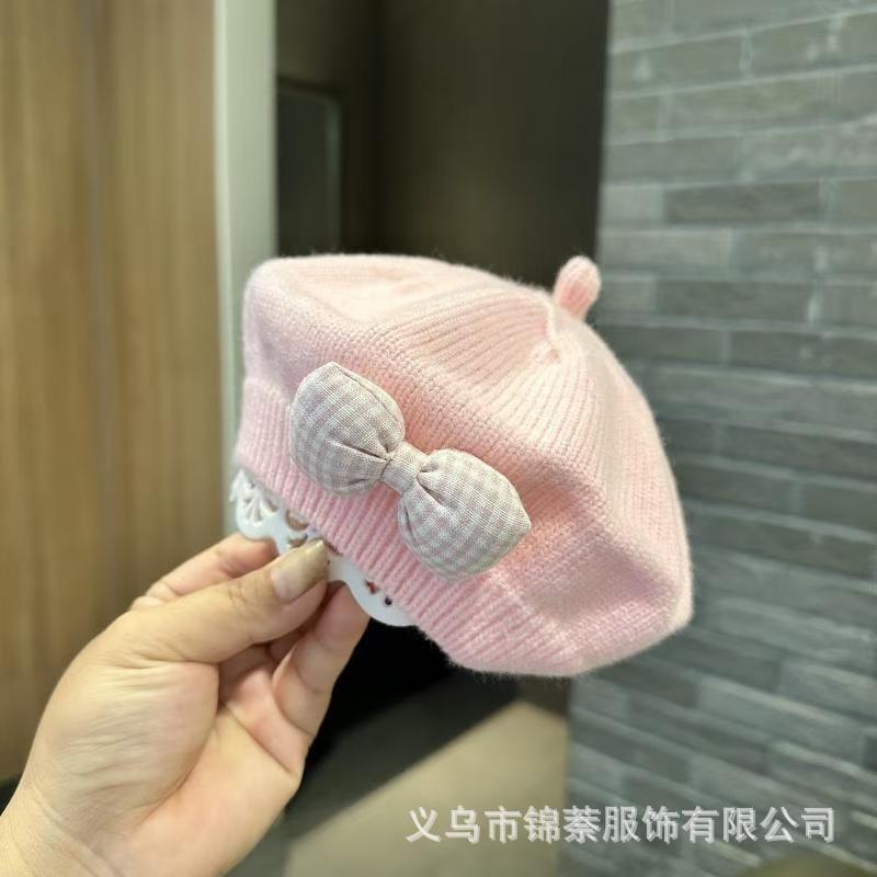 Spring and Autumn Korean Style Baby Boy and Girl Candy Color All-match Knitted Beret Children's Western Style Casual Wool Hat Paintler Hat