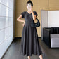 dress Maternity Summer Women's Online Celebrity V-neck Fashionable Temperament Girdle Slimming Belly Covering A- line dress Maternity
