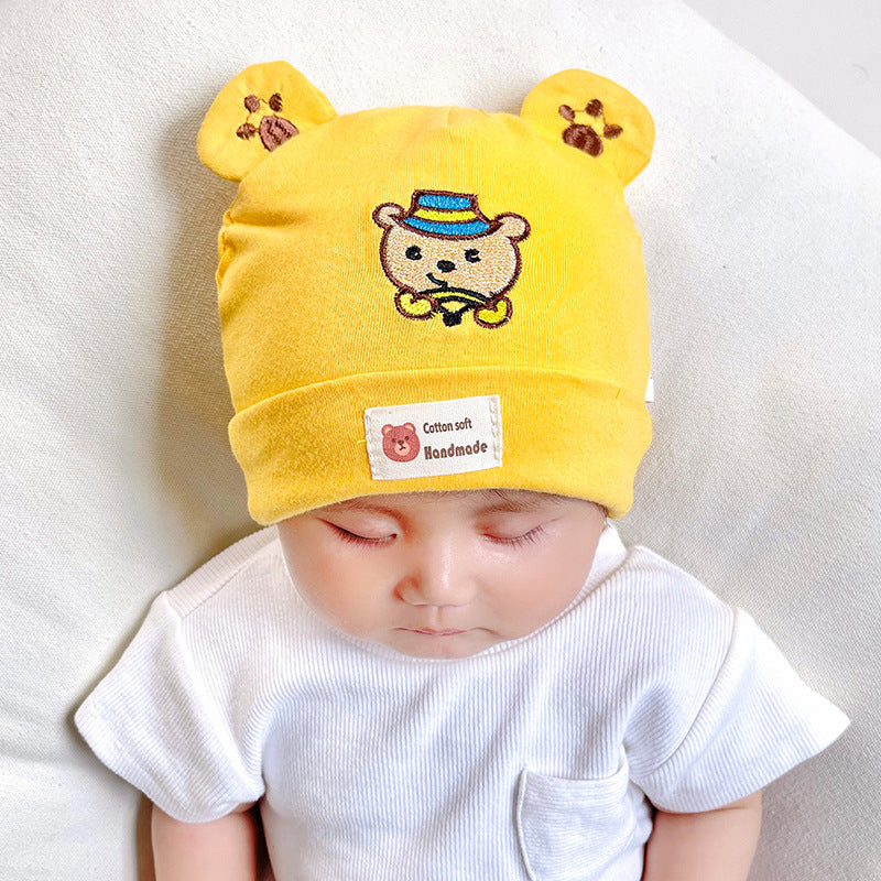 Katu Bear Infant Hat Spring & Fall 3-6-12 Months Male and Female Baby Pullover Hat Cotton 100-Day Sleeping Hat
