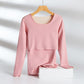 Breastfeeding Autumn Jacket One-Piece Women's plus size Autumn and Winter fleece-lined Pregnant Women's Thermal Underwear Postpartum Maternity Clothing
